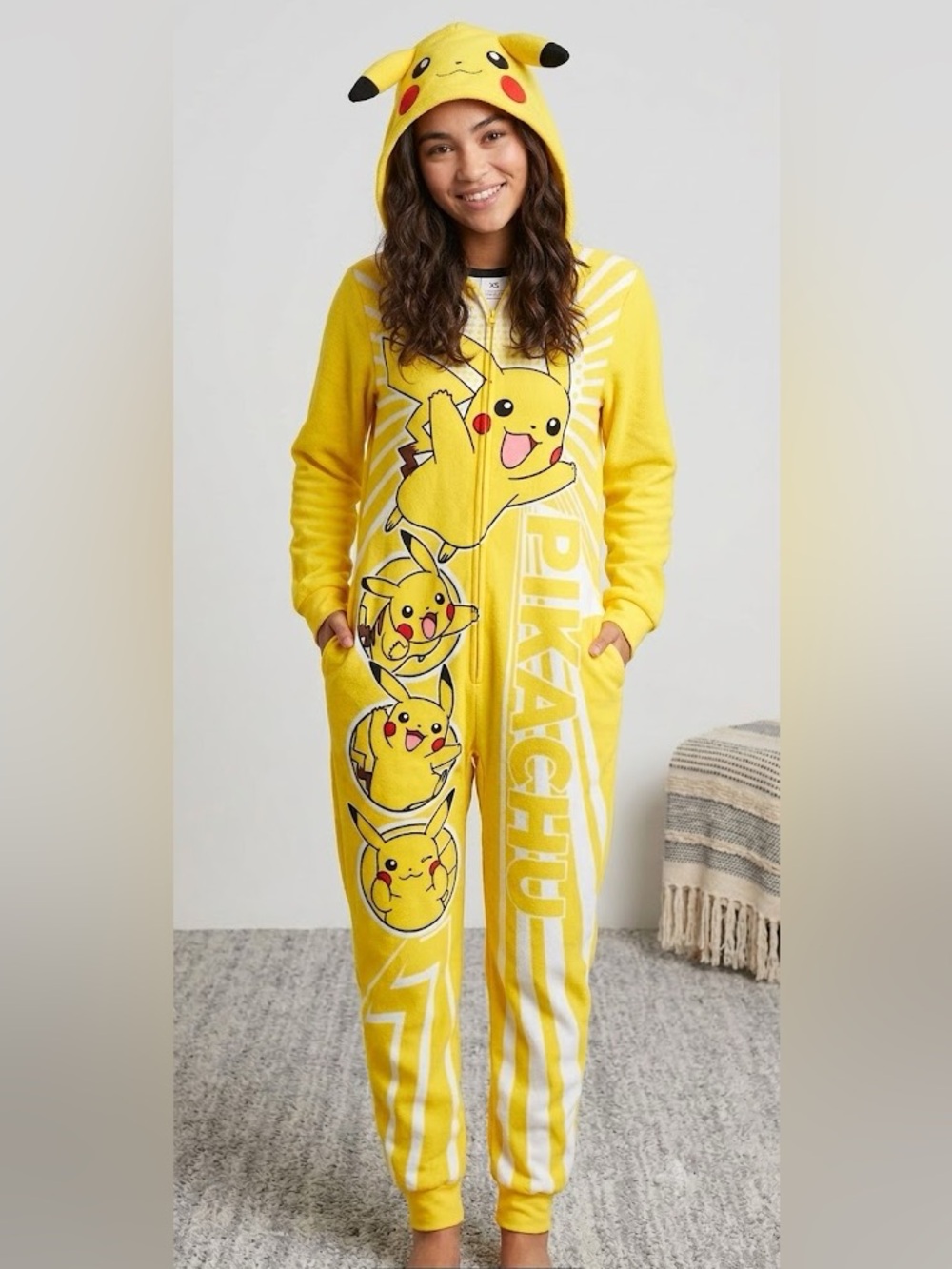 Pokémon Pikachu Onesie In Bright Yellow Pikachu Print In Size Kids Large